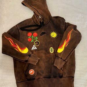 Nike Dark Brown Hoodie with Colorful Graphics